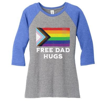 Free Dad Hugs Lgbt Rainbow Pride Fathers Day Pride Month Gift Women's Tri-Blend 3/4-Sleeve Raglan Shirt