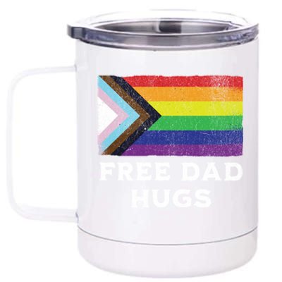 Free Dad Hugs Lgbt Rainbow Pride Fathers Day Pride Month Gift 12 oz Stainless Steel Tumbler Cup