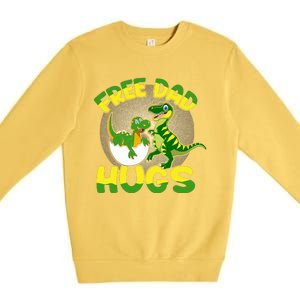 Free Dad Hugs Funny Dinosaurs Sketch Premium Crewneck Sweatshirt