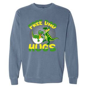 Free Dad Hugs Funny Dinosaurs Sketch Garment-Dyed Sweatshirt