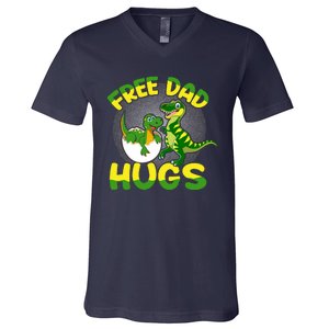 Free Dad Hugs Funny Dinosaurs Sketch V-Neck T-Shirt