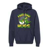 Free Dad Hugs Funny Dinosaurs Sketch Premium Hoodie