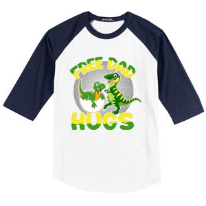 Free Dad Hugs Funny Dinosaurs Sketch Baseball Sleeve Shirt