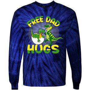 Free Dad Hugs Funny Dinosaurs Sketch Tie-Dye Long Sleeve Shirt