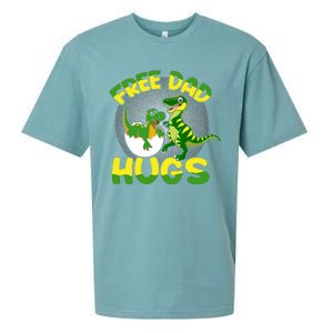 Free Dad Hugs Funny Dinosaurs Sketch Sueded Cloud Jersey T-Shirt