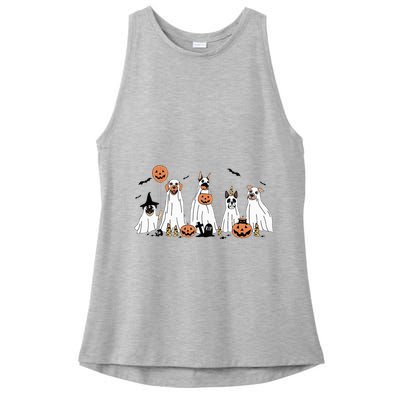 Funny Dog Halloween Trick Or Treat Boo Ghost Pumpkin Dogs Ladies PosiCharge Tri-Blend Wicking Tank