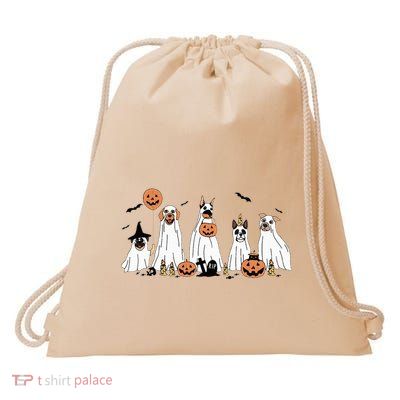 Funny Dog Halloween Trick Or Treat Boo Ghost Pumpkin Dogs Drawstring Bag