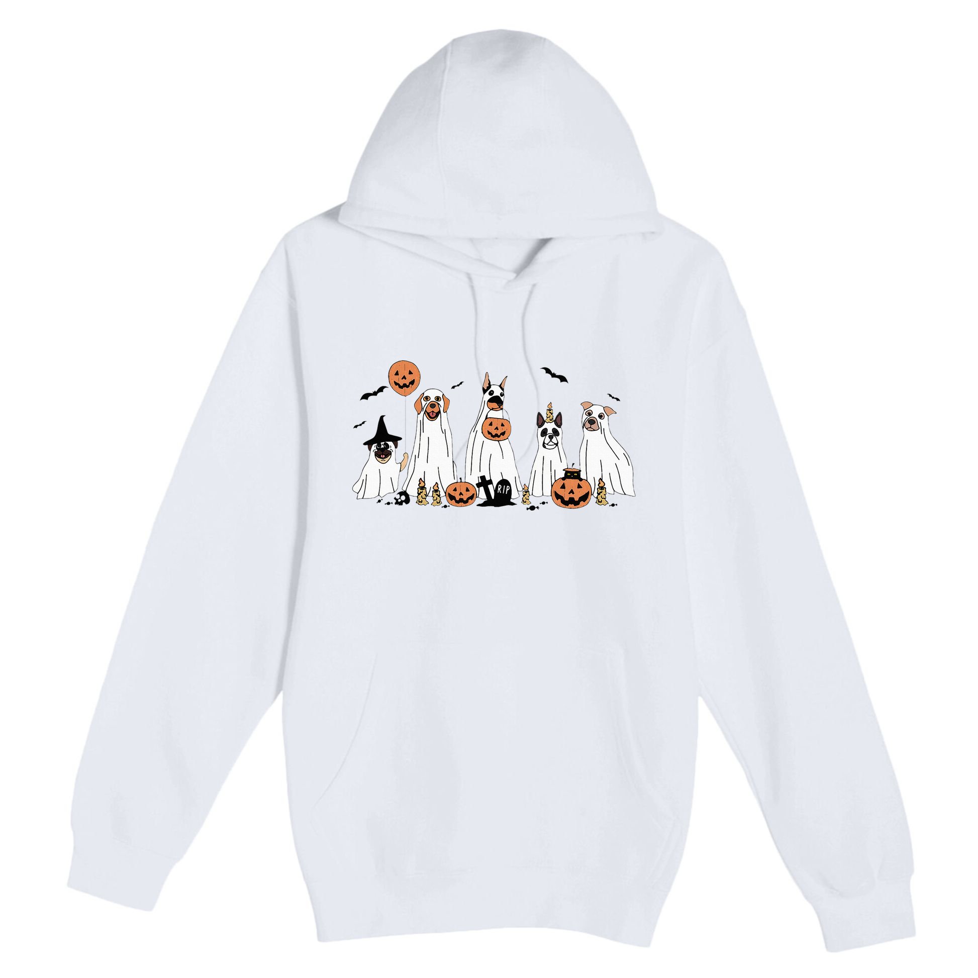 Funny Dog Halloween Trick Or Treat Boo Ghost Pumpkin Dogs Premium Pullover Hoodie
