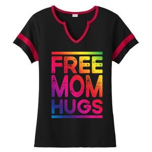 Free Dad Hugs Lgbt Supports Happy Pride Month Fathers Day Gift Ladies Halftime Notch Neck Tee