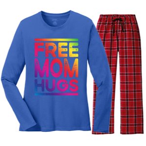 Free Dad Hugs Lgbt Supports Happy Pride Month Fathers Day Gift Women's Long Sleeve Flannel Pajama Set 