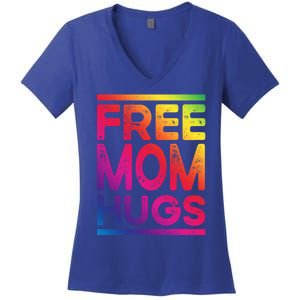 Free Dad Hugs Lgbt Supports Happy Pride Month Fathers Day Gift Women's V-Neck T-Shirt