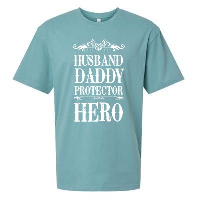 Fathers Day Husband Daddy Protector Hero Gift Sueded Cloud Jersey T-Shirt