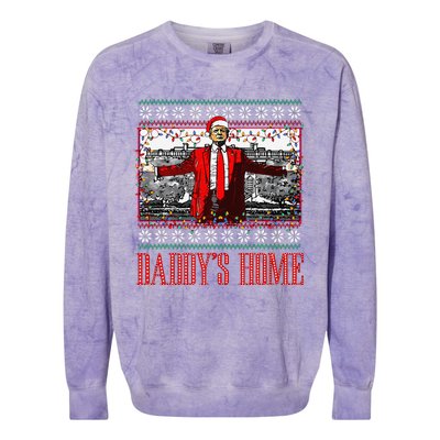 Funny DaddyS Home Trump Ugly Christmas Sweater Xmas Pajamas Colorblast Crewneck Sweatshirt