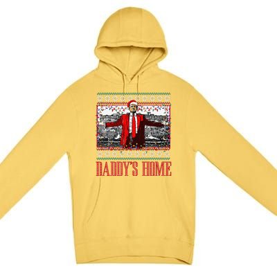 Funny DaddyS Home Trump Ugly Christmas Sweater Xmas Pajamas Premium Pullover Hoodie