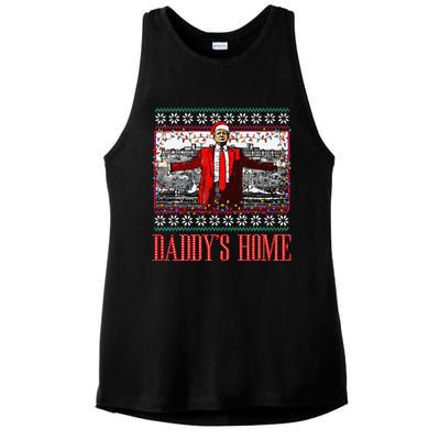 Funny DaddyS Home Trump Ugly Christmas Sweater Xmas Pajamas Ladies PosiCharge Tri-Blend Wicking Tank