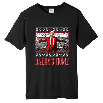 Funny DaddyS Home Trump Ugly Christmas Sweater Xmas Pajamas Tall Fusion ChromaSoft Performance T-Shirt