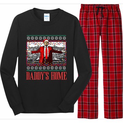 Funny DaddyS Home Trump Ugly Christmas Sweater Xmas Pajamas Long Sleeve Pajama Set