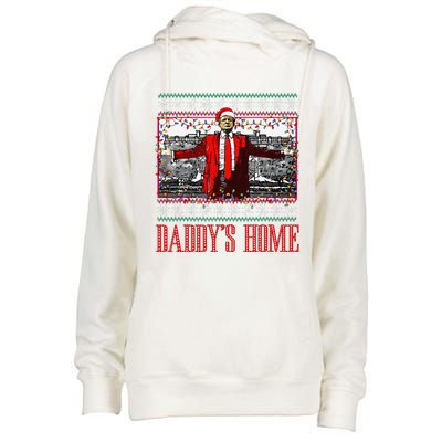 Funny DaddyS Home Trump Ugly Christmas Sweater Xmas Pajamas Womens Funnel Neck Pullover Hood