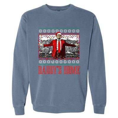 Funny DaddyS Home Trump Ugly Christmas Sweater Xmas Pajamas Garment-Dyed Sweatshirt