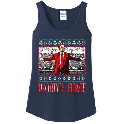 Funny DaddyS Home Trump Ugly Christmas Sweater Xmas Pajamas Ladies Essential Tank