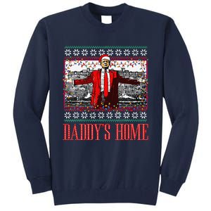 Funny DaddyS Home Trump Ugly Christmas Sweater Xmas Pajamas Tall Sweatshirt