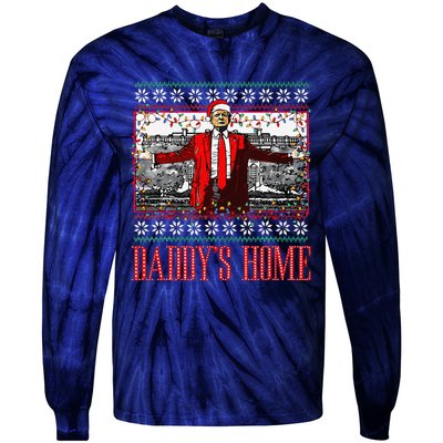 Funny DaddyS Home Trump Ugly Christmas Sweater Xmas Pajamas Tie-Dye Long Sleeve Shirt