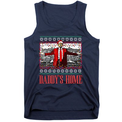 Funny DaddyS Home Trump Ugly Christmas Sweater Xmas Pajamas Tank Top