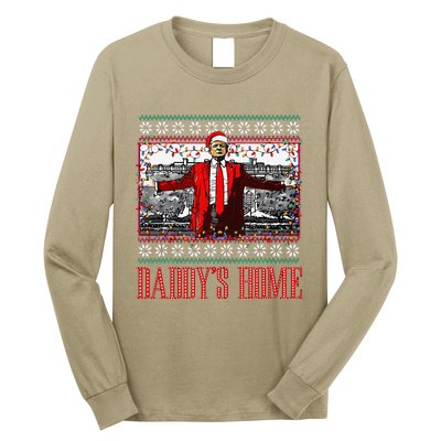 Funny DaddyS Home Trump Ugly Christmas Sweater Xmas Pajamas Long Sleeve Shirt