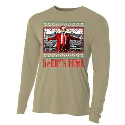 Funny DaddyS Home Trump Ugly Christmas Sweater Xmas Pajamas Cooling Performance Long Sleeve Crew