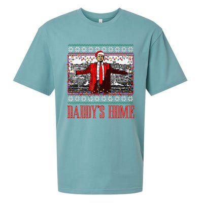 Funny DaddyS Home Trump Ugly Christmas Sweater Xmas Pajamas Sueded Cloud Jersey T-Shirt