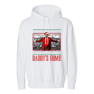 Funny DaddyS Home Trump Ugly Christmas Sweater Xmas Pajamas Garment-Dyed Fleece Hoodie