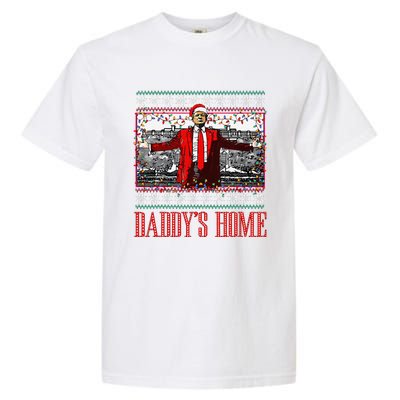 Funny DaddyS Home Trump Ugly Christmas Sweater Xmas Pajamas Garment-Dyed Heavyweight T-Shirt