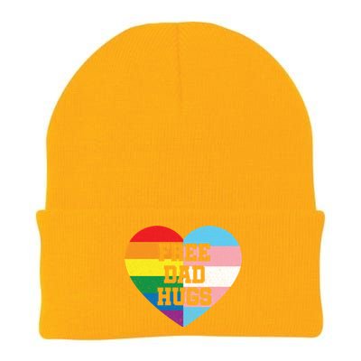 Free Dad Hugs Pride Lgbt Rainbow Flag Family Cool Gift Knit Cap Winter Beanie