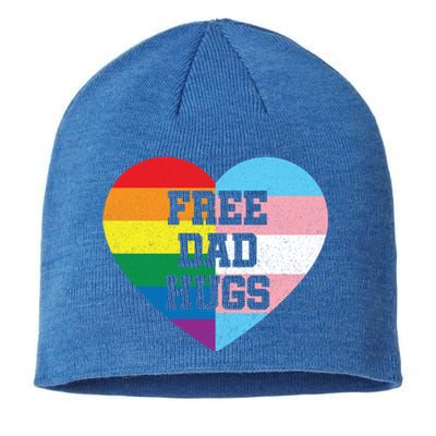 Free Dad Hugs Pride Lgbt Rainbow Flag Family Cool Gift Sustainable Beanie