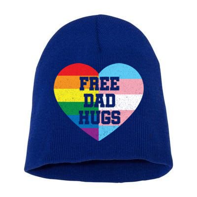 Free Dad Hugs Pride Lgbt Rainbow Flag Family Cool Gift Short Acrylic Beanie