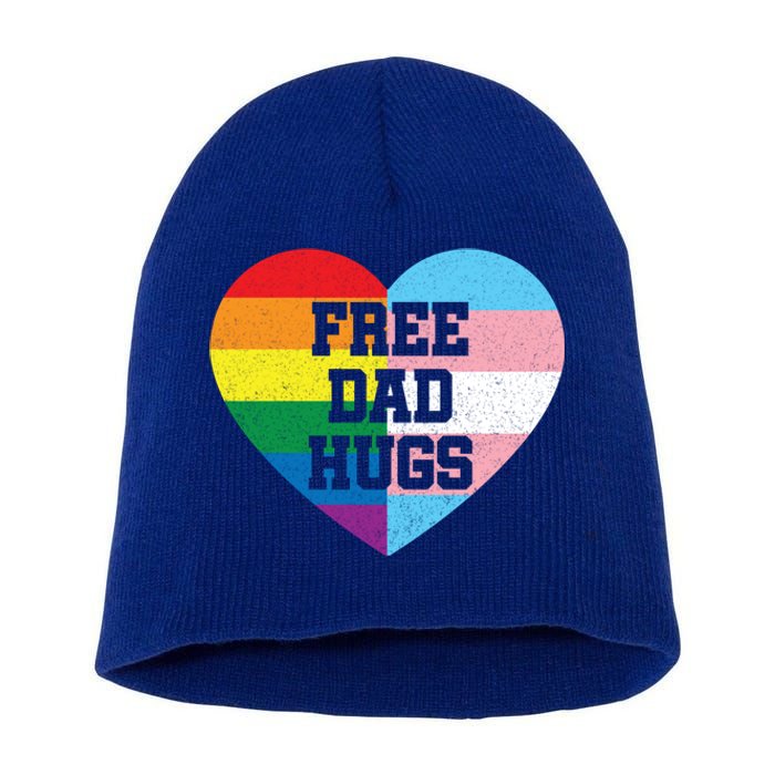 Free Dad Hugs Pride Lgbt Rainbow Flag Family Cool Gift Short Acrylic Beanie