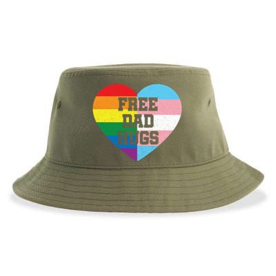 Free Dad Hugs Pride Lgbt Rainbow Flag Family Cool Gift Sustainable Bucket Hat