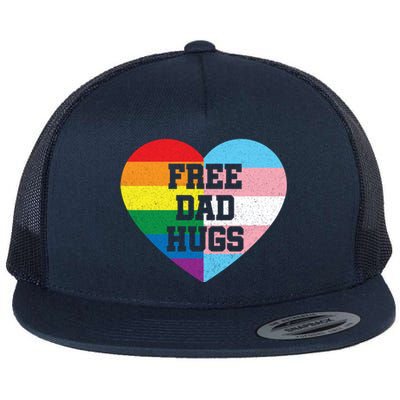 Free Dad Hugs Pride Lgbt Rainbow Flag Family Cool Gift Flat Bill Trucker Hat