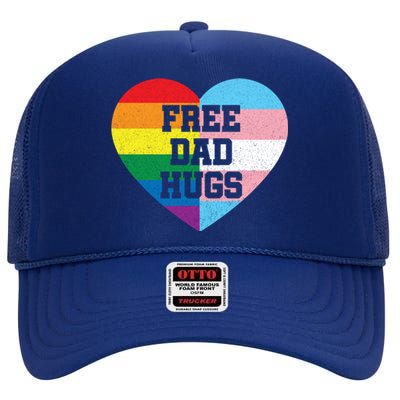 Free Dad Hugs Pride Lgbt Rainbow Flag Family Cool Gift High Crown Mesh Back Trucker Hat