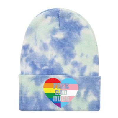 Free Dad Hugs Pride Lgbt Rainbow Flag Family Cool Gift Tie Dye 12in Knit Beanie