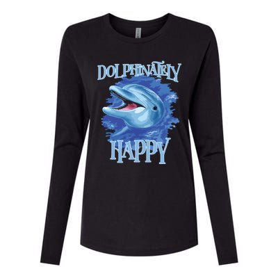 Funny Dolphinately Happy Dolphin Lover Tee Gifts Womens Cotton Relaxed Long Sleeve T-Shirt