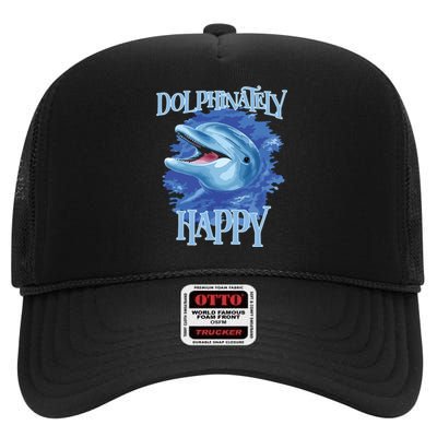 Funny Dolphinately Happy Dolphin Lover Tee Gifts High Crown Mesh Back Trucker Hat