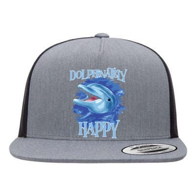 Funny Dolphinately Happy Dolphin Lover Tee Gifts Flat Bill Trucker Hat