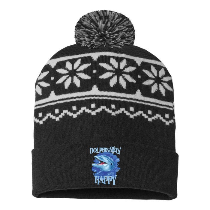 Funny Dolphinately Happy Dolphin Lover Tee Gifts USA-Made Snowflake Beanie