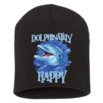 Funny Dolphinately Happy Dolphin Lover Tee Gifts Short Acrylic Beanie