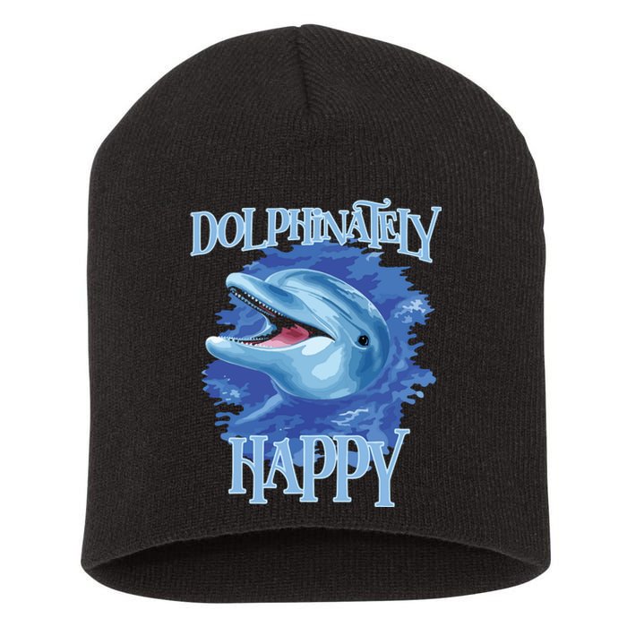 Funny Dolphinately Happy Dolphin Lover Tee Gifts Short Acrylic Beanie