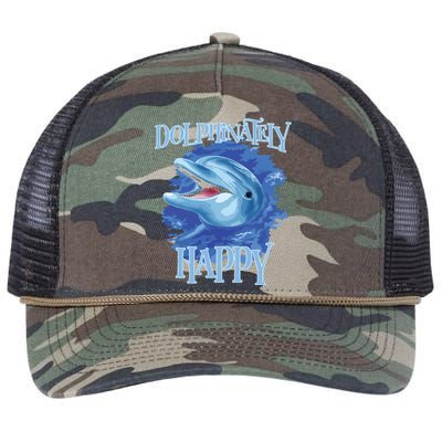 Funny Dolphinately Happy Dolphin Lover Tee Gifts Retro Rope Trucker Hat Cap