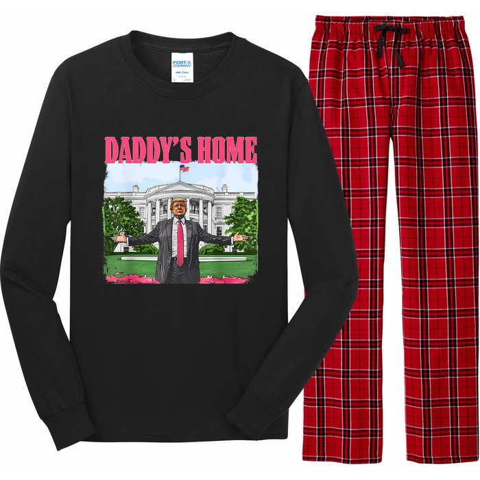 Funny Daddys Home Trump 2024 White House Comeback Long Sleeve Pajama Set