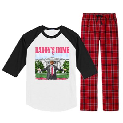 Funny Daddys Home Trump 2024 White House Comeback Raglan Sleeve Pajama Set