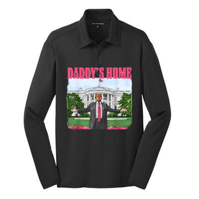 Funny Daddys Home Trump 2024 White House Comeback Silk Touch Performance Long Sleeve Polo